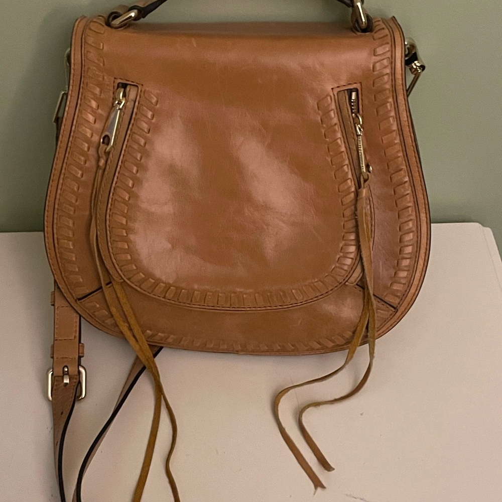 Rebecca Minkoff Tan Leather Crossbody Bag with Whipstitching